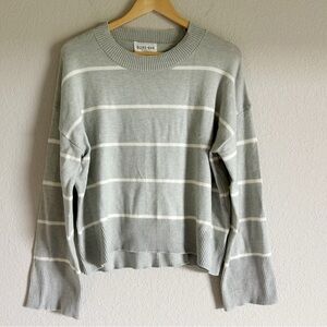 Olive & Oak Striped Sweater Gray White Size L